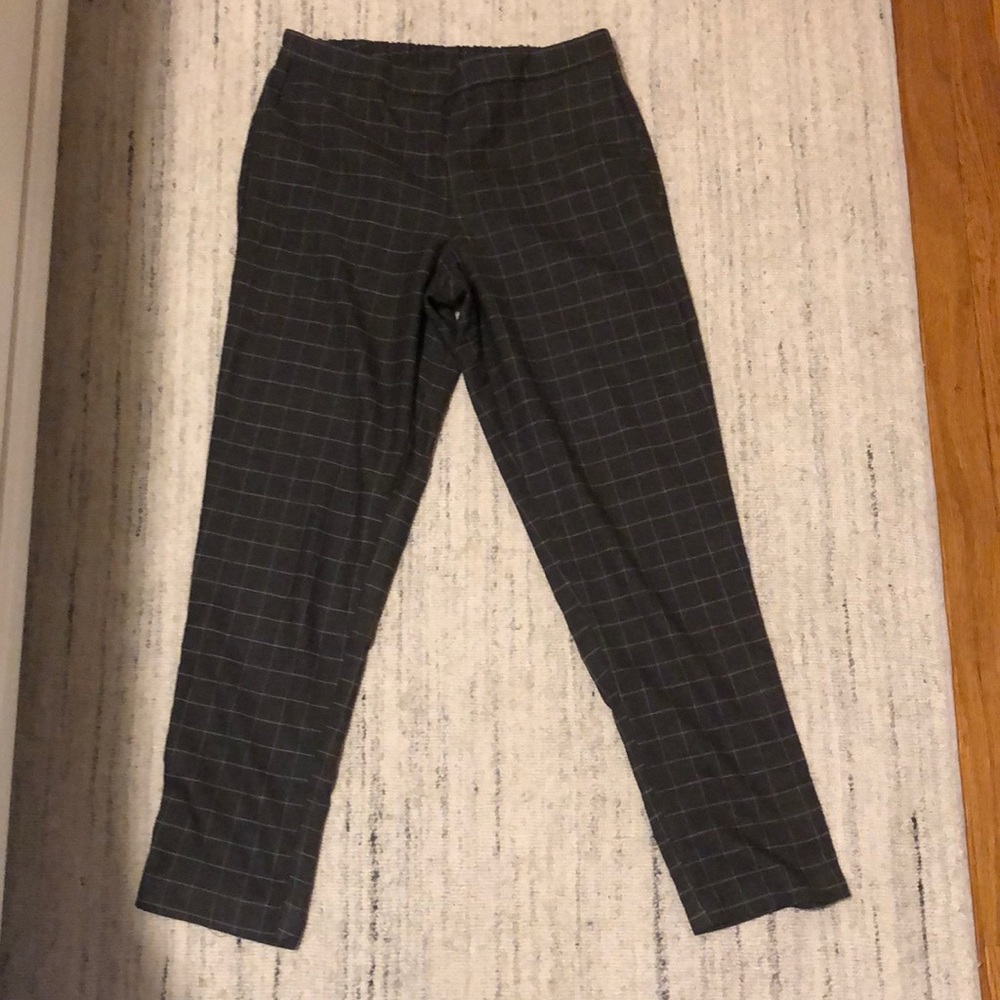 Grey Window Pane Straight Pants